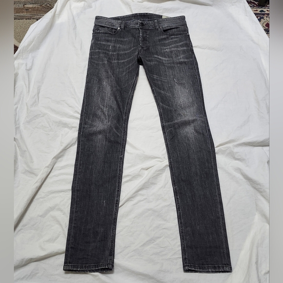 Diesel Troxer R4NQ8 Slim Skinny Faded Black Stretch Jeans W33 xL34 - Picture 3 of 13